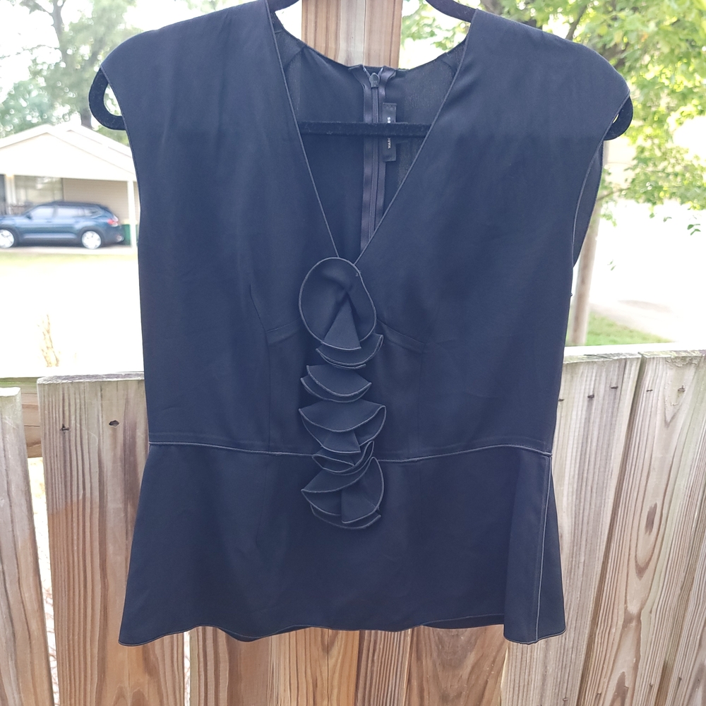 Y2k Marc Jacobs Black Ruffle Blouse Size 6